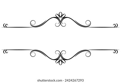 Thin vintage lines for old style decorations. Pen lines for graphic elements