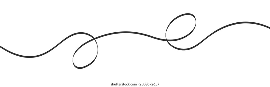 Thin wavy abstract line. Stroke underline. Wavy with loops ribbon for design Vector illustration