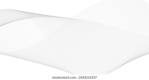 Thin wavy curve line vector background. Curve wave seamless pattern background. Black and grey wave curve lines motion vector background. Black Wavy Lines Isolated on White Abstract Background Design