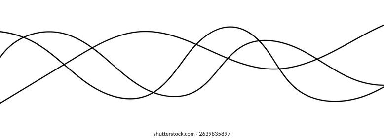 Thin wavy line abstract background. Thin curved wavy lines. Abstract dynamic curve stroke. Wavy wiggle stripe pattern decoration. Vector illustration