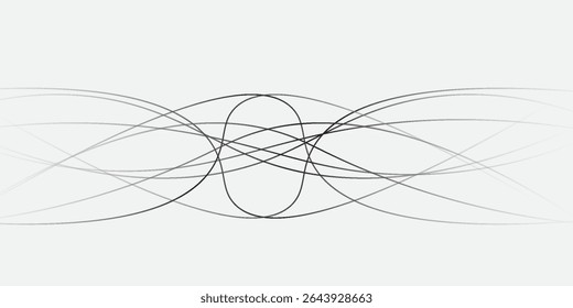 Thin wavy line abstract background. Wavy line horizontal divider outline minimalist background. Abstract black lines wave curve motion on white background. Vector Illustration.