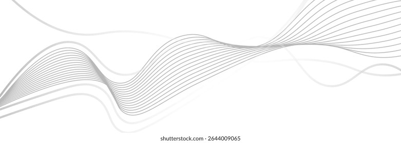 Thin wavy line abstract background. Wavy line horizontal divider outline minimalist background. Abstract black lines wave curve motion on white background. Vector Illustration.