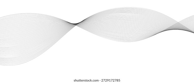  Die dünne wellenförmige Linie abstrakten Hintergrund Wellenlinie horizontalen Teiler Umriss minimalistischen Hintergrund. Schwarz gewölbte Linien, Vektordesign. Vektorgrafik auf weißem Hintergrund .