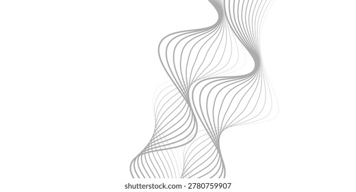 Thin wavy line abstract background. Wavy line horizontal divider outline minimalist background. Abstract black lines wave curve motion on white background. Vector Illustration.