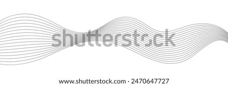 Thin wavy line abstract background. Wavy line horizontal divider outline minimalist background. Abstract black lines wave curve motion on white background. Vector Illustration.