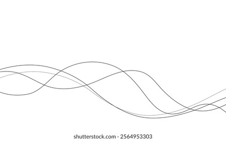 Thin wavy line abstract vector background with seamless curved wave pattern. Modern line art striped graphic design, perfect for templates or decorative elements. Vector illustration.