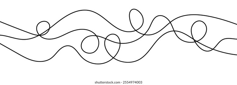 Thin wavy line pattern with flowing curves, undulating abstract background. Squiggle design for subtle. Flat vector illustration isolated on white background.