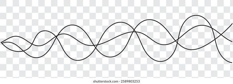 Thin wavy line pattern with flowing curves, undulating abstract background. Squiggle design for subtle. Flat vector illustration isolated on white background.