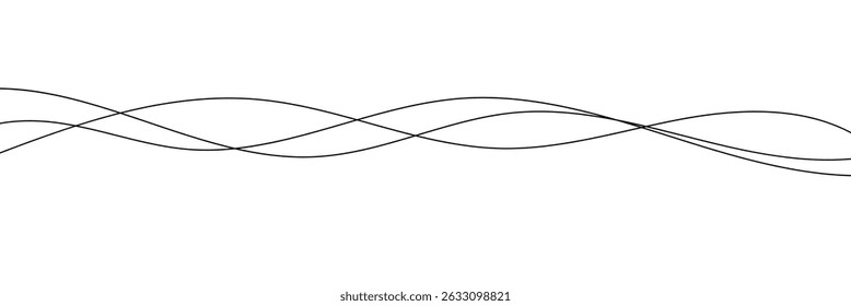Thin wavy line pattern with flowing curves, undulating abstract background. Squiggle design for subtle. Flat vector illustration isolated on white background. Vector Illustration . EPS 20 .