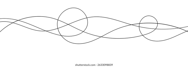 Thin wavy line pattern with flowing curves, undulating abstract background. Squiggle design for subtle. Flat vector illustration isolated on white background. Vector Illustration . EPS 20 .