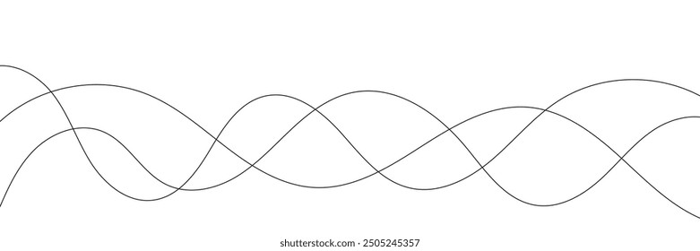 Thin wavy lines abstract background. Three curvy waves on white background. For your projects, presentations, digital content.