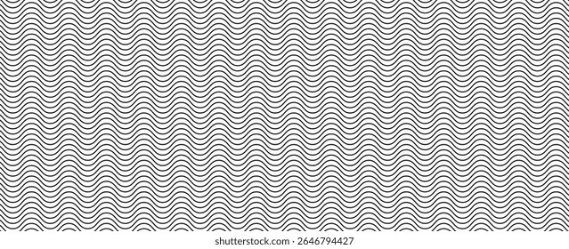 Fundo de linhas onduladas finas. Ziguezague vetorial e sublinhado ondulado horizontal. Vetor