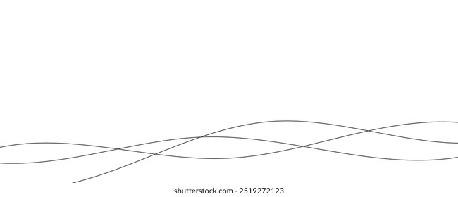 Thin wavy lines, fluid black smooth, abstract pattern on a white background. Minimalist design template.