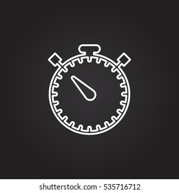 thin white line clock icon on black background

