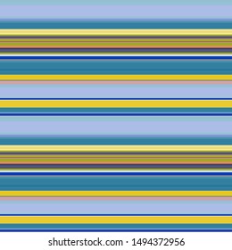 Thin and wide horizontal stripes seamless pattern. Yellow-green and stripes of blue shades. Great for decorating fabrics, textiles, gift wrapping design, any printed materials, including advertising.