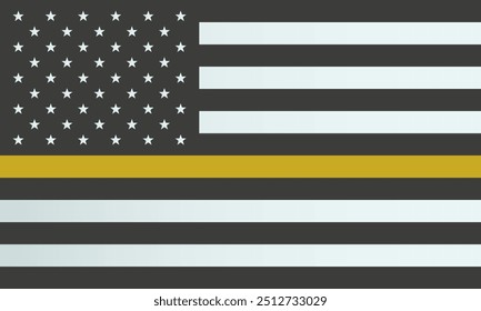 Thin yellow line american flag. Honour and memory of search and rescue personnel. US Dispatchers flag. Patriotic concept
