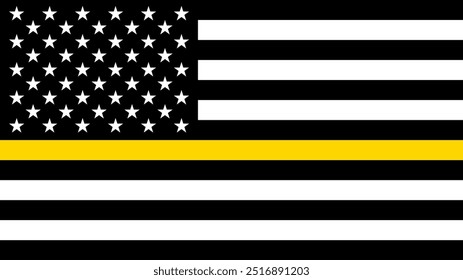 Thin Yellow Line American Flag Vector Graphics