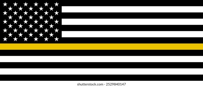 Fino Amarelo Line American Flag, versão longa, Vetor Images