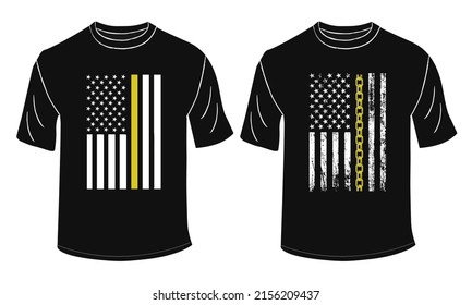 Diseño de camiseta con bandera amarilla delgada