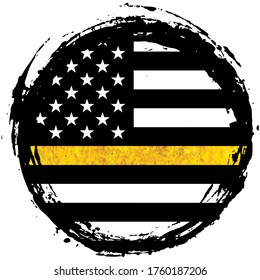 Thin Yellow Line Grunge American Flag Icon