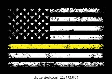 Thin Yellow Line Patriotic Day Vector