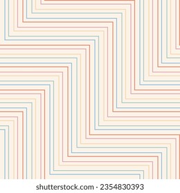Thin zigzag lines vector seamless pattern. Colorful chevron stripes background. Funky texture with rainbow lines on white, striped zig zag. Simple abstract geometric background. Repeat geo design