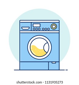 Thine Line art Washing machine for web icons. ilustration vector symbol.