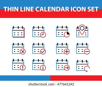 thine line calendar icon set