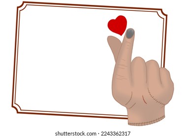 Cosa El carácter de las addams del miércoles con marco vacío, signo vacío, apuntando la posición del Mini corazón sobre fondo blanco.