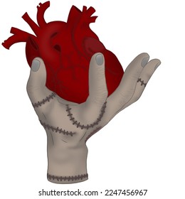 Thing holding a red human heart, Hand is a fictional character in Wednesday Addams Holding heart, Give heart