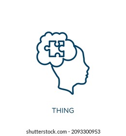 icono de. Icono de contorno de cosa lineal delgado aislado en fondo blanco. Signo de cosa vectorial de línea, símbolo para web y móvil