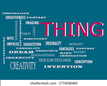 Thing meaningful text a meaningful word related thoughts displayed at blue illustrator English language abstract. 