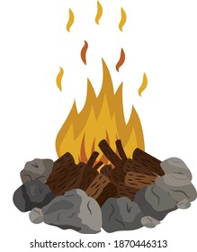 Things of ancient people. Bonfire. Stone tools for hunting and labor.