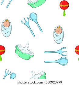 Things for baby pattern. Cartoon illustration of things for baby vector pattern for web