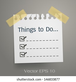 Things To Do. List Items On Torn White Paper. Vector Illustration.