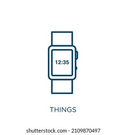 things icon. Thin linear things outline icon isolated on white background. Line vector things sign, symbol for web and mobile