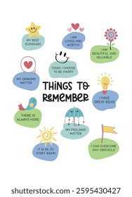 Things to remember, mental health poster, therapy office decor, school counselor, positive affirmations wall art