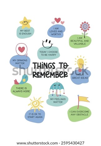 Things to remember, mental health poster, therapy office decor, school counselor, positive affirmations wall art