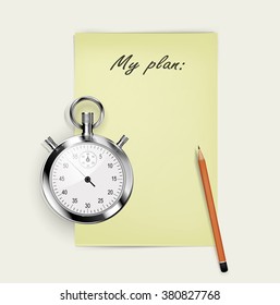 Things reminder illustration, list for noting, pen, concept of checklist, task list, test exam, scheduling, business plan project, social research flat modern design,time management, business. Vector