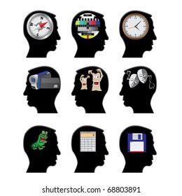 things in silhouette head illustration