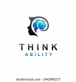 Think ability logo with brain concept