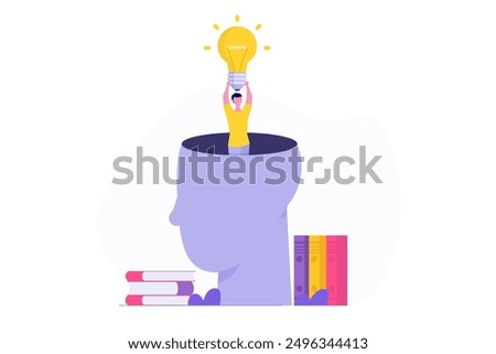 Think about creating, learning or writing content, creative idea concept.  Vector illustration.