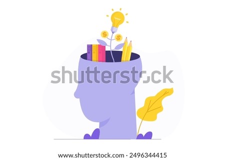 Think about creating, learning or writing content, creative idea concept.  Vector illustration.