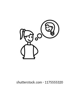 think about friend icon. Element of friendship icon for mobile concept and web apps. Thin line think about friend icon can be used for web and mobile