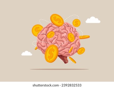 Think about making money. Flat vector illustration