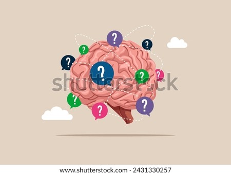 Think about problems, tasks. Confusion problem or doubt, lost in trouble or complexity, misunderstanding. Flat vector illustration.
