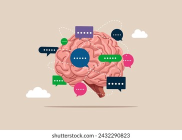 Piense en el diálogo productivo o la conversación. Ilustración vectorial plana