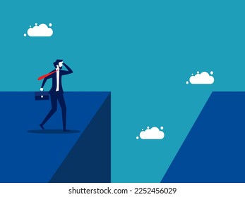 Think about the risks. Businessman filed with gaps. vector