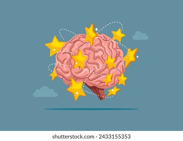 Think about star rating. Reward and Motivation Ideas. Flat vector illustration.