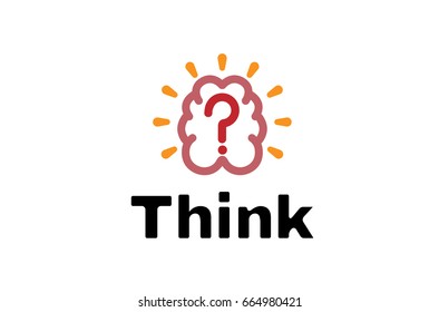 Think Abstract Simple Brain Logo Symbol Design Illustration